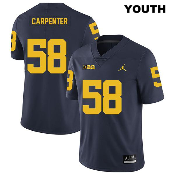Youth NCAA Michigan Wolverines Zach Carpenter #58 Navy Jordan Brand Authentic Stitched Legend Football College Jersey GI25C04YJ